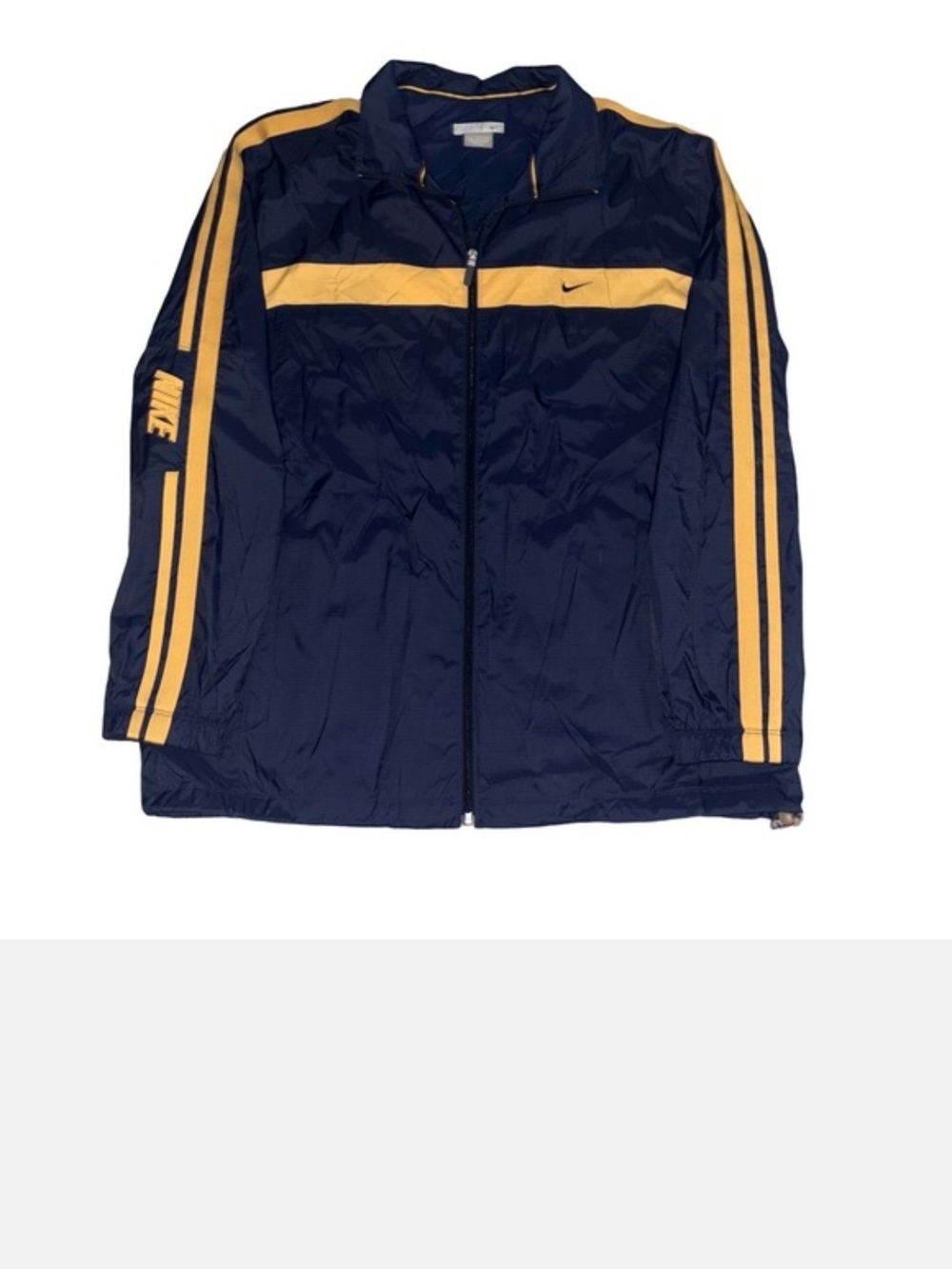 Nike Navy Windbreaker with Gold Racing Stripes
